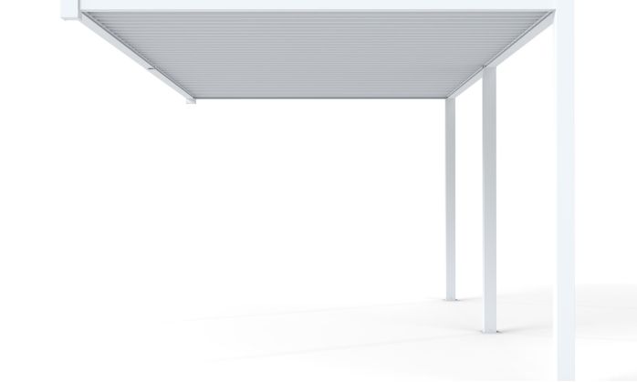 Pergola manuelle bioclimatique adossée alu Brive 6x4m 46B - blanche - 24m2