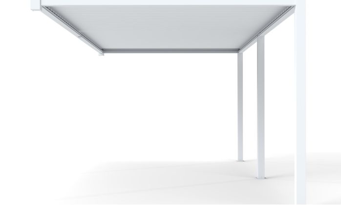Pergola manuelle bioclimatique adossée alu Brive 6x4m 46B - blanche - 24m2