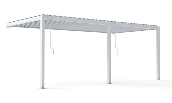 Pergola manuelle bioclimatique adossée alu Brive 6x4m 46B - blanche - 24m2
