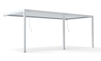 Pergola manuelle bioclimatique adossée alu Brive 6x4m 46B - blanche - 24m2