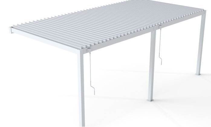 Pergola manuelle bioclimatique adossée alu Brive 6x4m 46B - blanche - 24m2