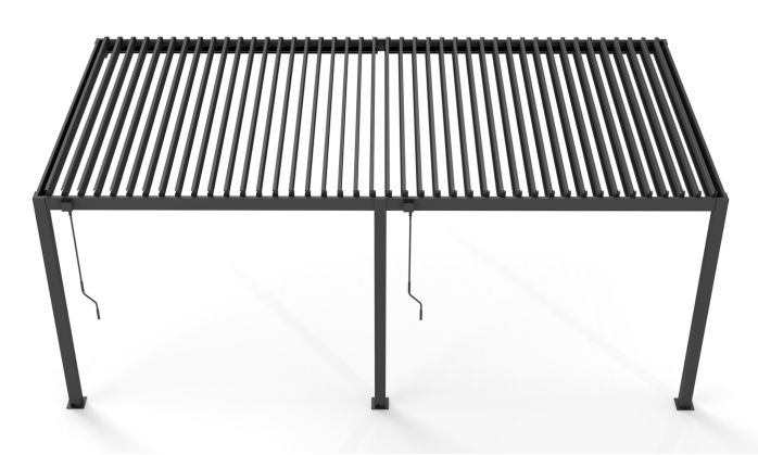 Pergola manuelle bioclimatique adossée alu Brive 6x4m 46N - anthracite - 24m2