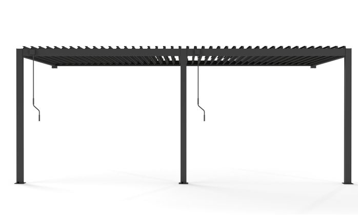 Pergola manuelle bioclimatique adossée alu Brive 6x4m 46N - anthracite - 24m2
