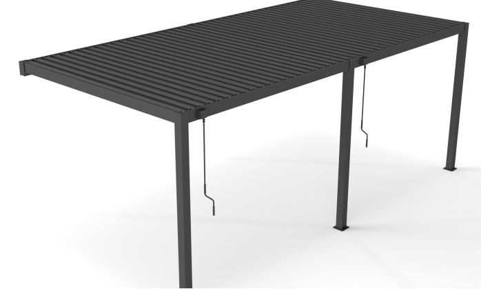 Pergola manuelle bioclimatique adossée alu Brive 6x4m 46N - anthracite - 24m2