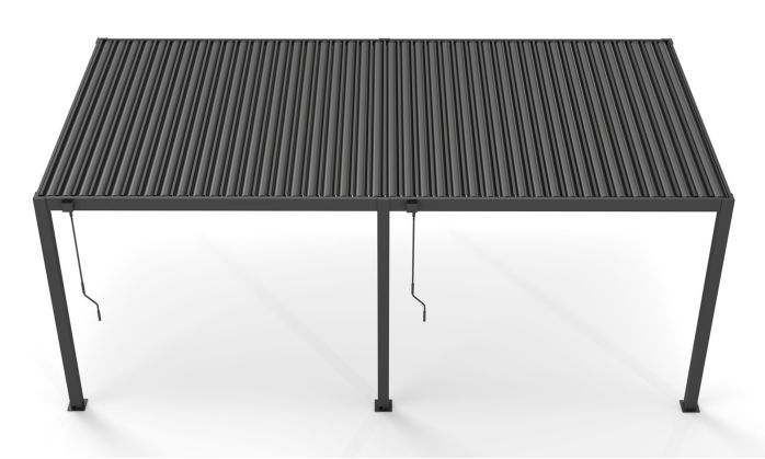 Pergola manuelle bioclimatique adossée alu Brive 6x4m 46N - anthracite - 24m2