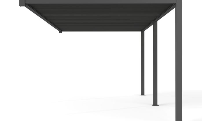 Pergola manuelle bioclimatique adossée alu Brive 6x4m 46N - anthracite - 24m2