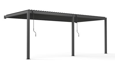 Pergola manuelle bioclimatique adossée alu Brive 6x4m 46N - anthracite - 24m2