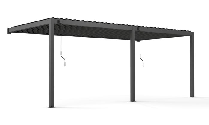 Pergola manuelle bioclimatique adossée alu Brive 6x4m 46N - anthracite - 24m2