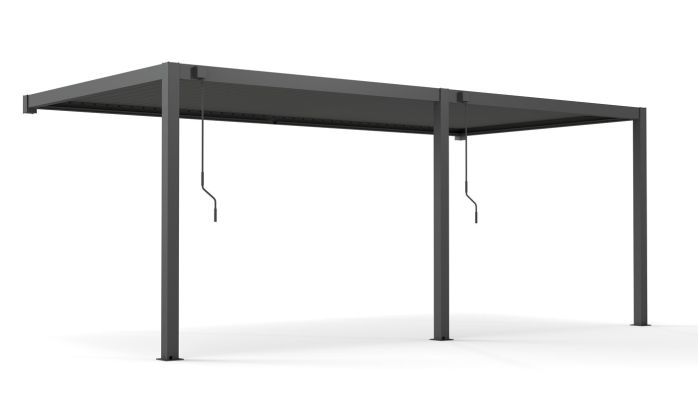 Pergola manuelle bioclimatique adossée alu Brive 6x4m 46N - anthracite - 24m2