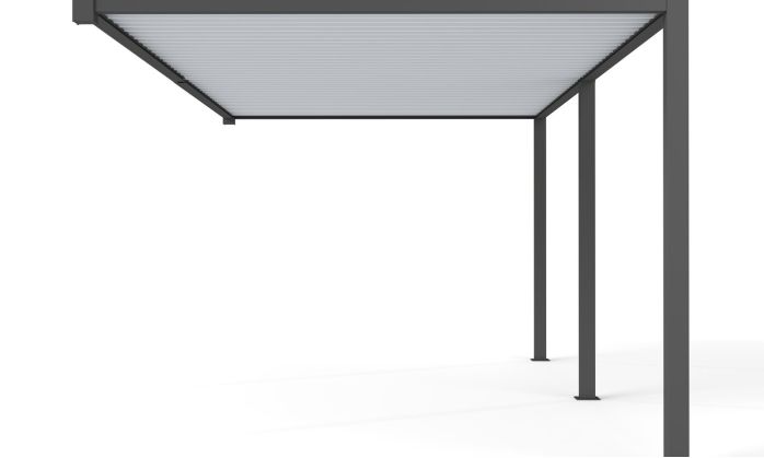Pergola manuelle bioclimatique adossée alu Brive 6x4m 46NB - Structure anthracite et lames blanches - 24m2