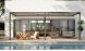 Pergola manuelle bioclimatique adossée alu Brive 6x4m 46NB - Structure anthracite et lames blanches - 24m2
