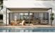 Pergola manuelle bioclimatique adossée alu Brive 6x4m 46NB - Structure anthracite et lames blanches - 24m2