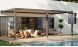 Pergola manuelle bioclimatique adossée alu Brive 6x4m 46NB - Structure anthracite et lames blanches - 24m2