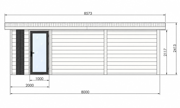 Abri de jardin composite Bilbao, toit monopente, 8x3m, beige, 24m2