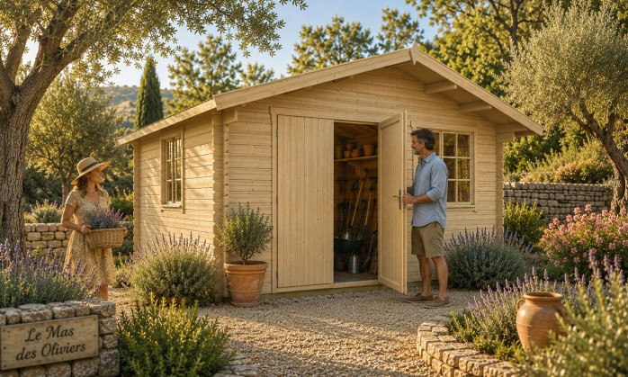 Abri de jardin BREST 44 mm sans plancher - 18,1m² intérieur