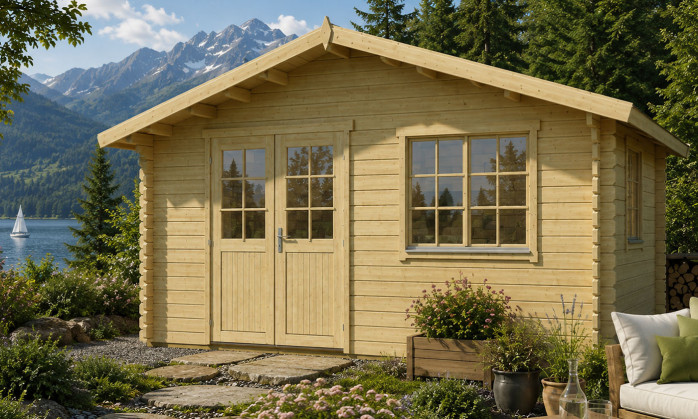 Abri de jardin VAR 44 mm sans plancher - 18,1m² intérieur