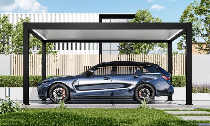 Carport autoportant Alunova A avec kit LED - 530x300cm