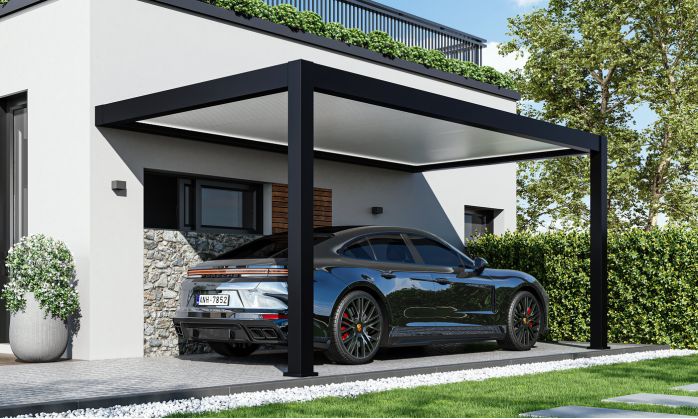 Carport adossé Alunova Aa avec kit LED - 530x300cm