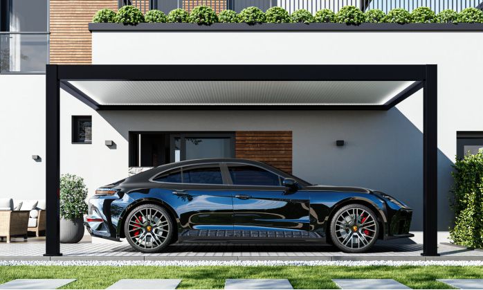 Carport adossé Alunova Aa avec kit LED - 530x300cm