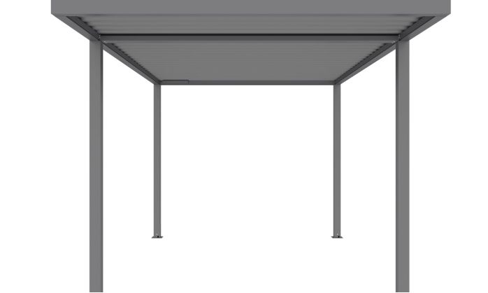 Carport aluminium autoportant avec LED Névéo toit plat 15m2