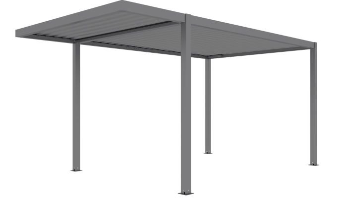 Carport aluminium autoportant avec LED Névéo toit plat 15m2