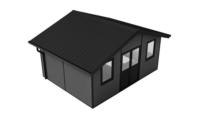 Abri de jardin composite HANOVRE, toit 2 pentes, anthracite, 499x387cm, 18.82 m2 int