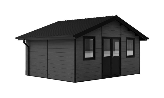 Abri de jardin composite HANOVRE, toit 2 pentes, anthracite, 499x387cm, 18.82 m2 int