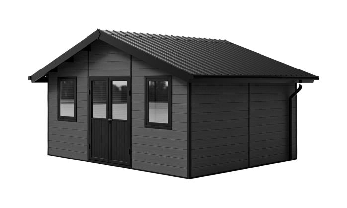 Abri de jardin composite HANOVRE, toit 2 pentes, anthracite, 499x387cm, 18.82 m2 int