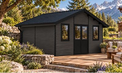 Abri de jardin composite HANOVRE, toit 2 pentes, anthracite, 499x387cm, 18.82 m2 int