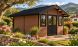 Abri de jardin composite BADEN BADEN, toit 2 pentes, teck, 385x385cm, 14.39m2