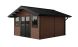 Abri de jardin composite BADEN BADEN, toit 2 pentes, teck, 385x385cm, 14.39m2