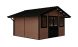 Abri de jardin composite BADEN BADEN, toit 2 pentes, teck, 385x385cm, 14.39m2