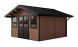 Abri de jardin composite BADEN BADEN, toit 2 pentes, teck, 385x385cm, 14.39m2