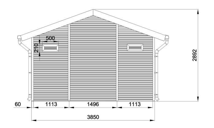 Abri de jardin composite BADEN BADEN, toit 2 pentes, teck, 385x385cm, 14.39m2