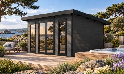 Abri de jardin composite COLOGNE, toit monopente, anthracite, 387x293cm, 10.96m2