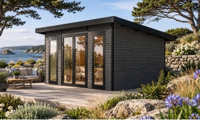 Abri de jardin composite COLOGNE, toit monopente, anthracite, 387x293cm, 10.96m2