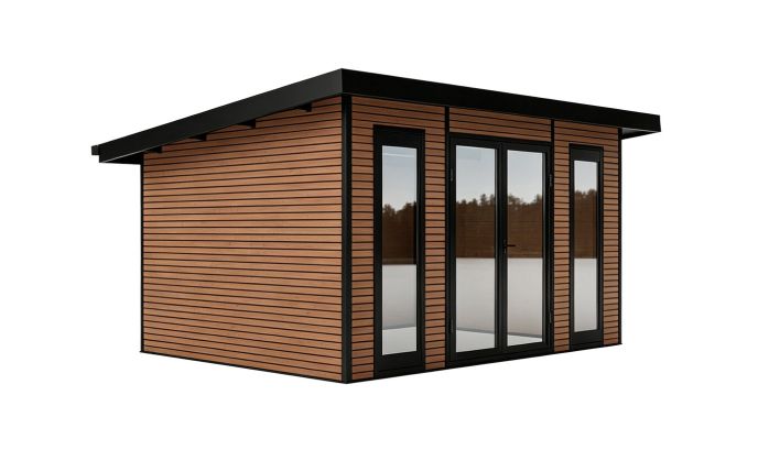 Abri de jardin composite COLOGNE, toit monopente, Teck, 387x293cm, 10.96m2