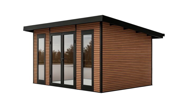 Abri de jardin composite COLOGNE, toit monopente, Teck, 387x293cm, 10.96m2