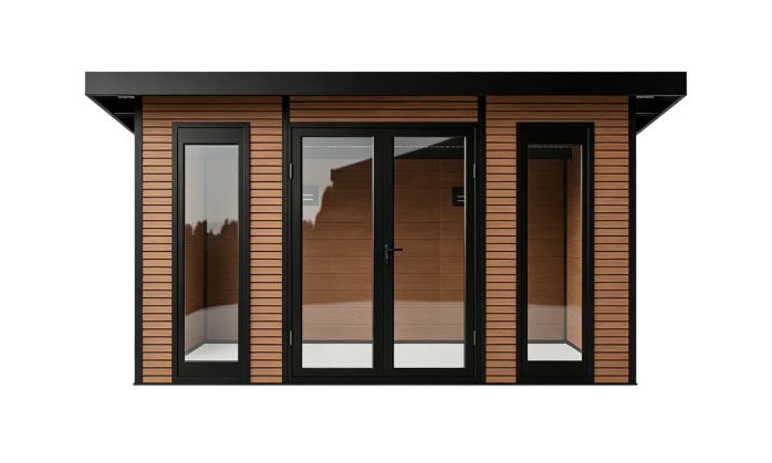 Abri de jardin composite COLOGNE, toit monopente, Teck, 387x293cm, 10.96m2