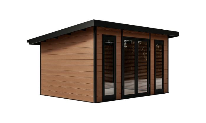 Abri de jardin composite COLOGNE, toit monopente, Teck, 387x293cm, 10.96m2