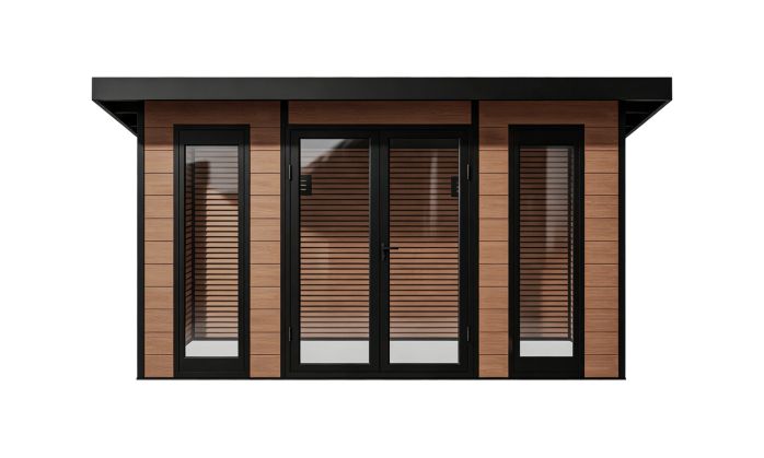Abri de jardin composite COLOGNE, toit monopente, Teck, 387x293cm, 10.96m2