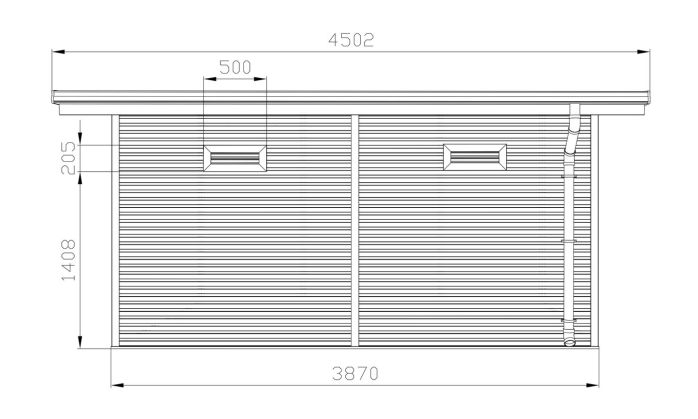 Abri de jardin composite COLOGNE, toit monopente, Teck, 387x293cm, 10.96m2