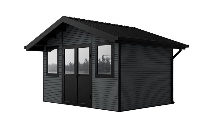 Abri de jardin composite LUBECK, toit 2 pentes, anthracite, 385x280cm, 10.41m2