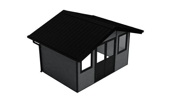Abri de jardin composite LUBECK, toit 2 pentes, anthracite, 385x280cm, 10.41m2