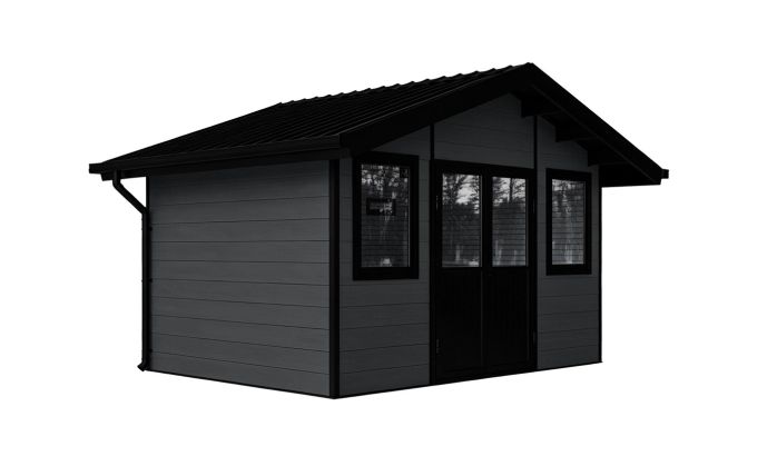 Abri de jardin composite LUBECK, toit 2 pentes, anthracite, 385x280cm, 10.41m2