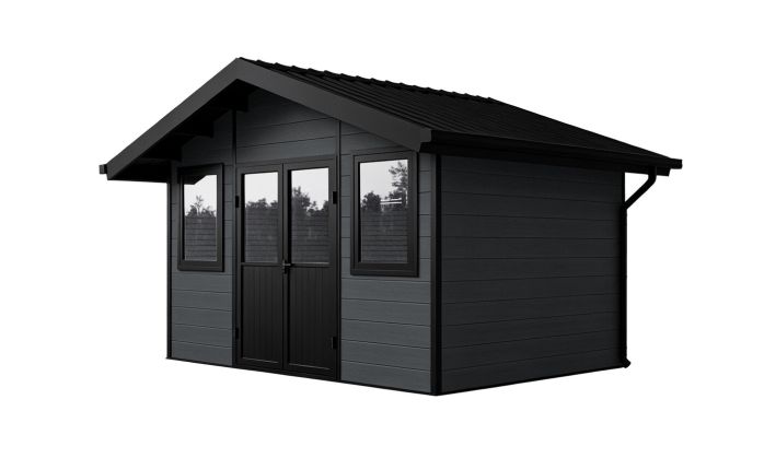 Abri de jardin composite LUBECK, toit 2 pentes, anthracite, 385x280cm, 10.41m2