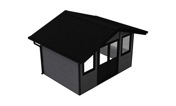 Abri de jardin composite LUBECK, toit 2 pentes, anthracite, 385x280cm, 10.41m2