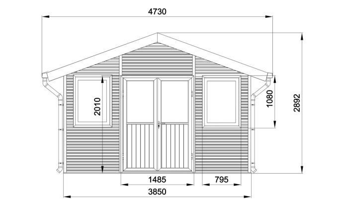 Abri de jardin composite LUBECK, toit 2 pentes, anthracite, 385x280cm, 10.41m2