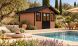 Abri de jardin composite LUBECK, toit 2 pentes, teck, 385x280cm, 10.41m2