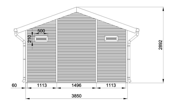 Abri de jardin composite LUBECK, toit 2 pentes, teck, 385x280cm, 10.41m2